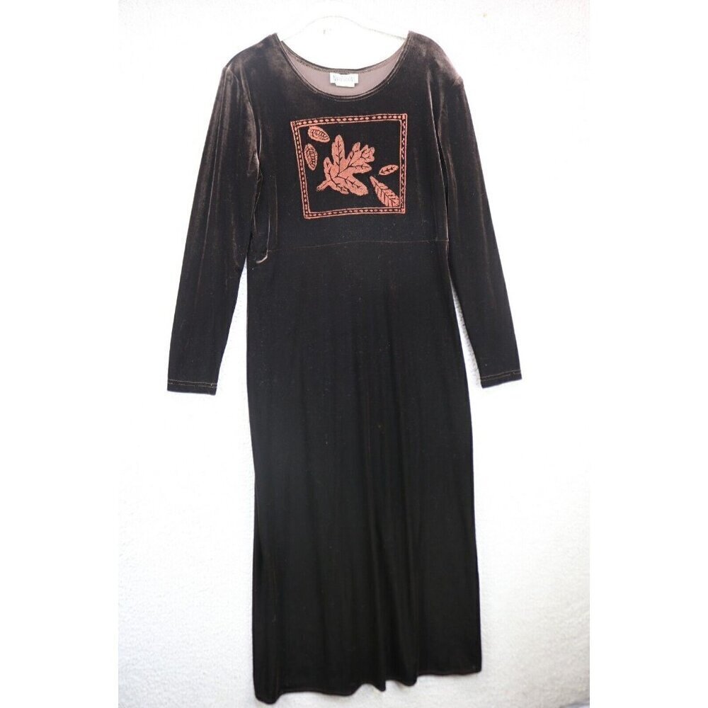 Nina Piccalino Vtg. Maxi Long Sleeve Velvet Dress-Size 10-Whimsigoth